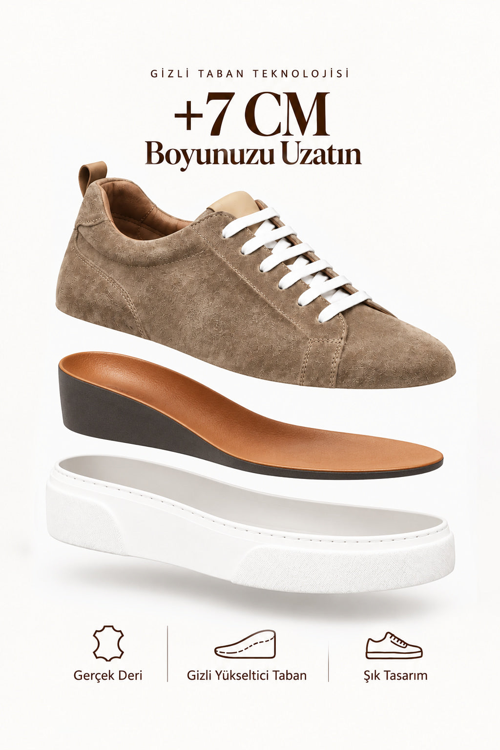 Don Ciccio Vizon Süet Hakiki Deri Ayakkabı (+7 cm)